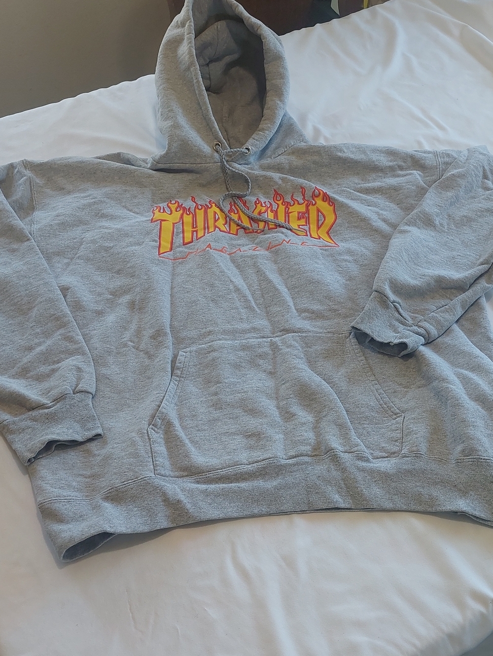 Thrasher Magazine Gray Flame Logo Hoodie - Men's Casual Pullover